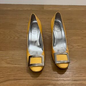 Yellow Roger Vivier Heels with Silver Accents